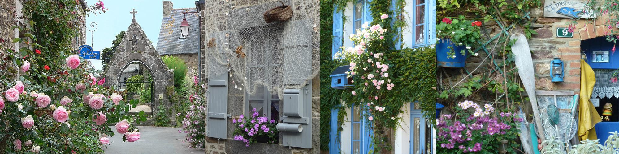 Des maisons habillées de fleurs et de filets ...